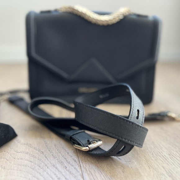 Karl Lagerfeld black leather crossbody and formal handbag with gold chain - Picture 6 of 6